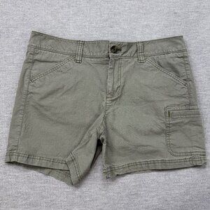 Eddie Bauer Womens Size 8 Green Khaki Cargo Shorts Pockets Stretch